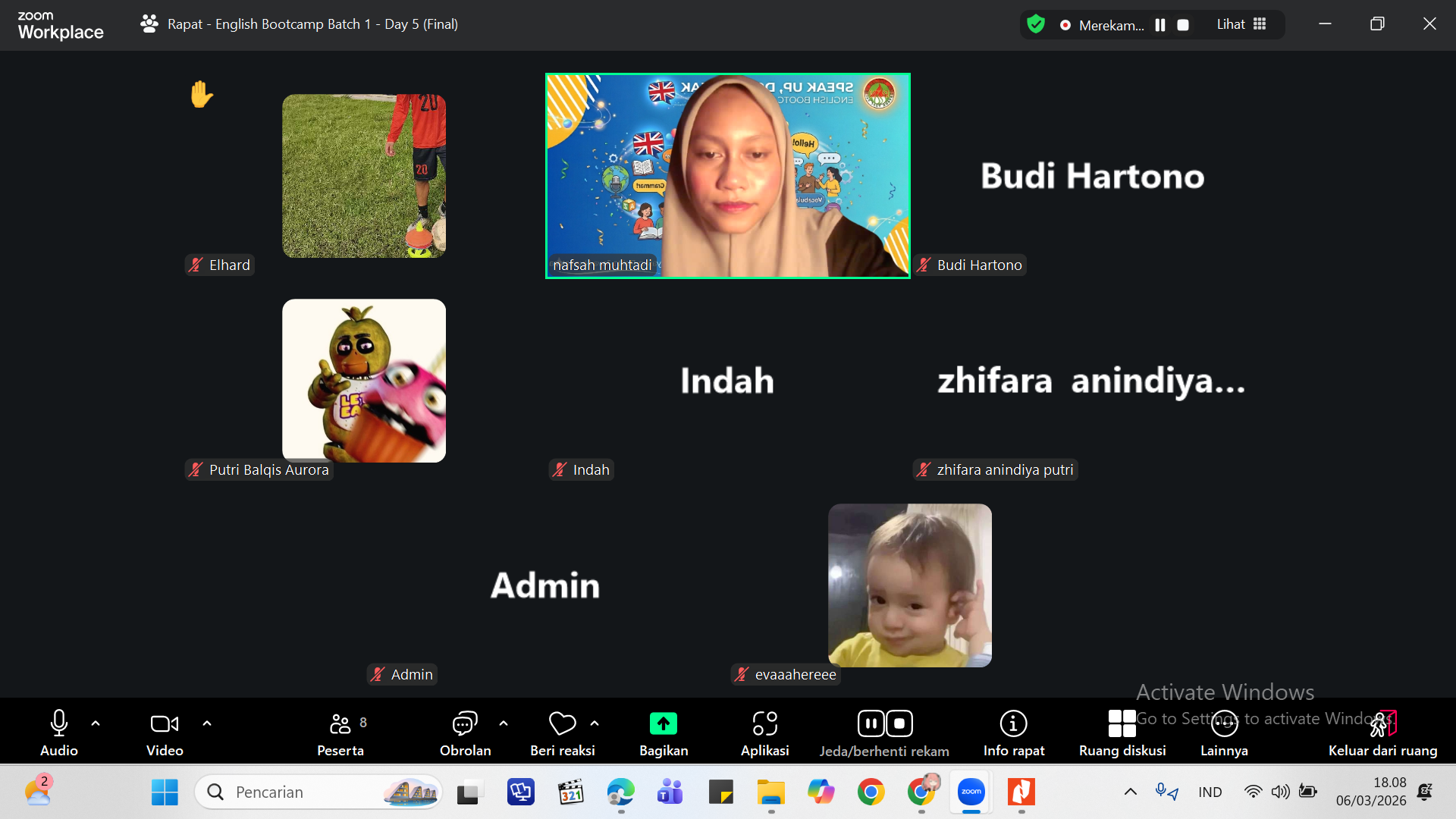 Sukses! Program English Bootcamp 2026 Batch 1: Speak Up, Don't Freak