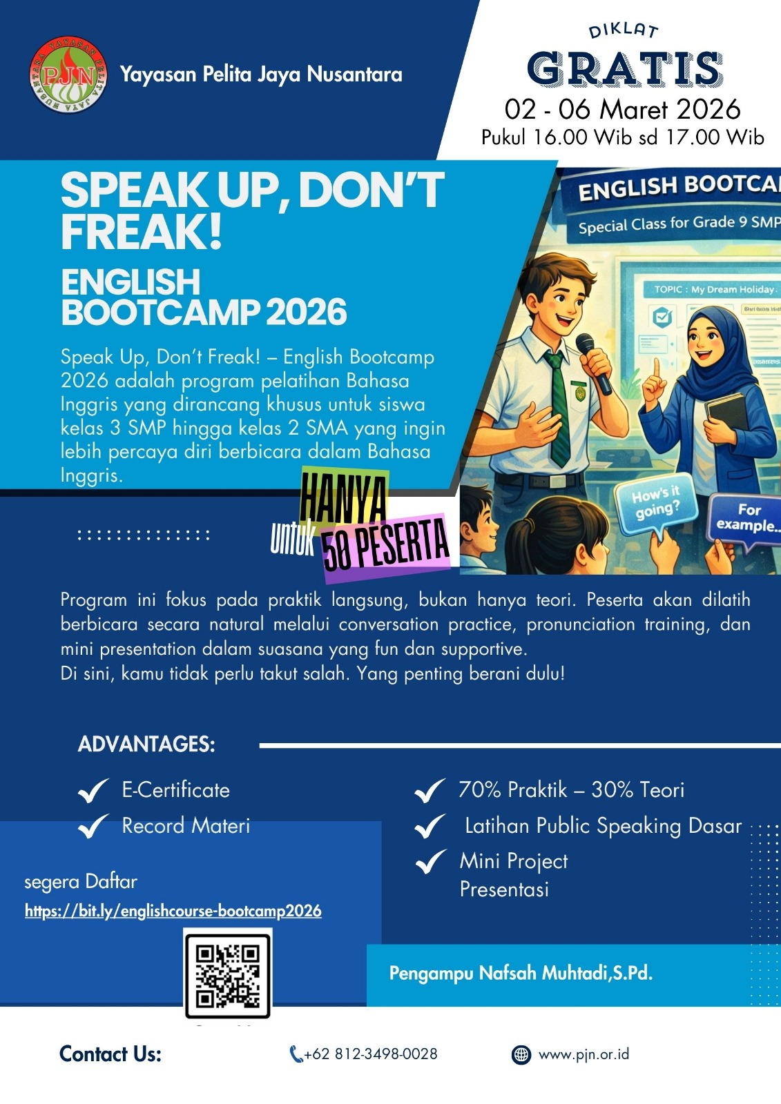 English Bootcamp 2026 Batch 1: Break the Fear, Speak Clear (Khusus Mahasiswa)